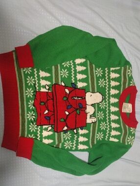 jumping beans Green Crewneck Sweater with Red Holiday Graphic